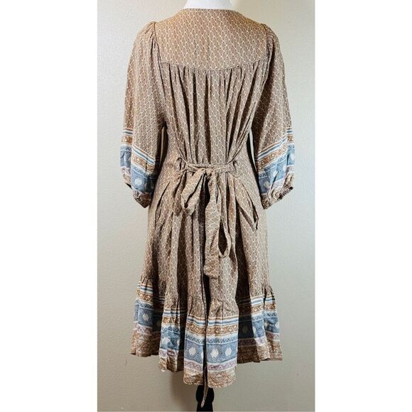 Calista Puff Sleeve Bohemian Dress with Pockets Women's Large - Picture 4 of 10